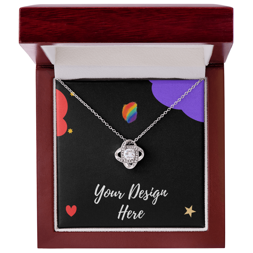 Silver necklace with sparkling cubic zirconia pendant in wooden jewelry box with custom design insert