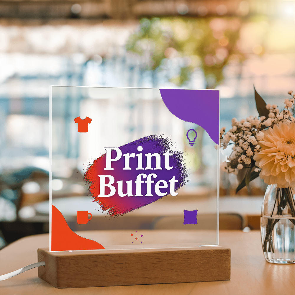 Custom Made Square Acrylic Plaque - Stunning Decoration with LED Light - PrintBuffet