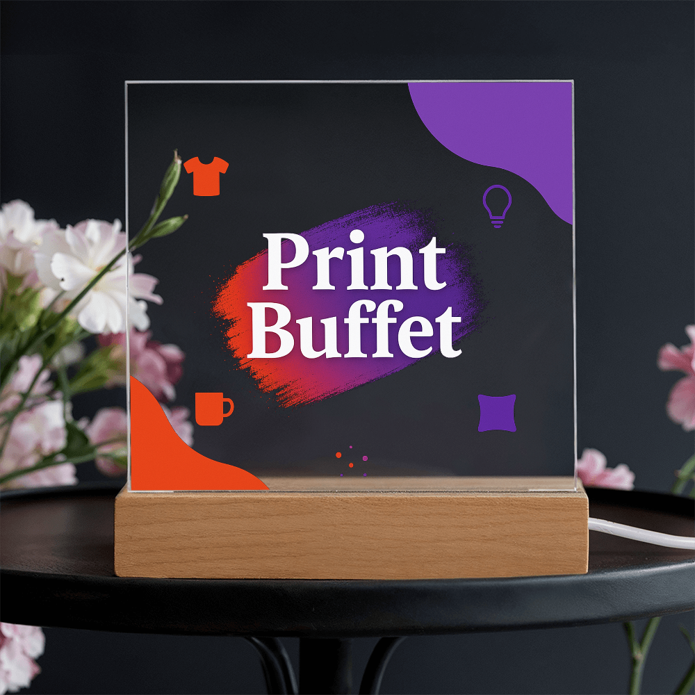 Custom Made Square Acrylic Plaque - Stunning Decoration with LED Light - PrintBuffet