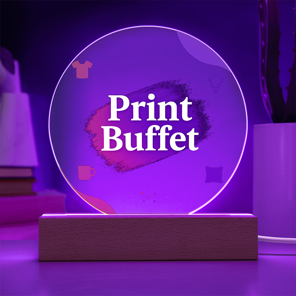 Printed Circle Acrylic Plaque with Led Light - PrintBuffet