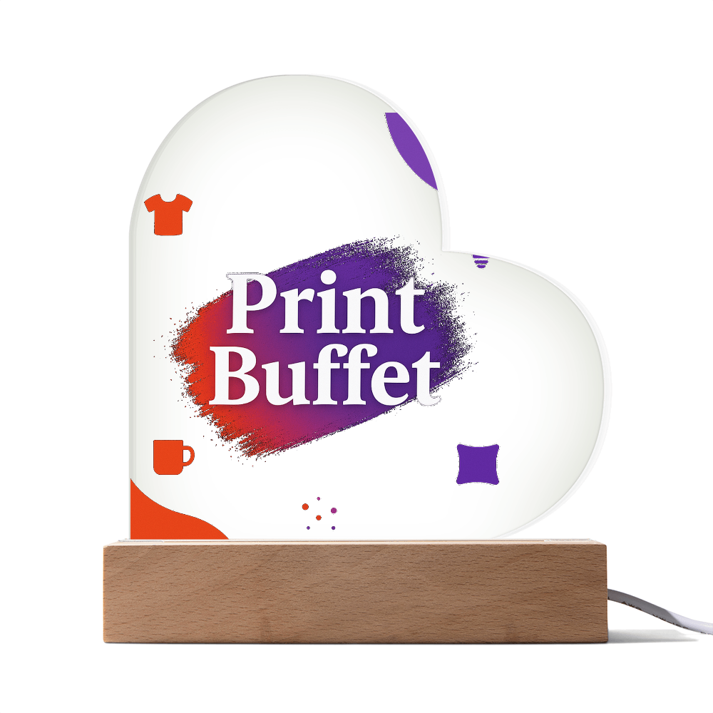 Printed Heart Acrylic Plaque with Led Light - PrintBuffet