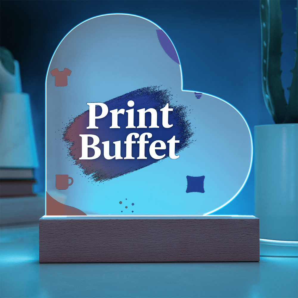 Printed Heart Acrylic Plaque with Led Light - PrintBuffet