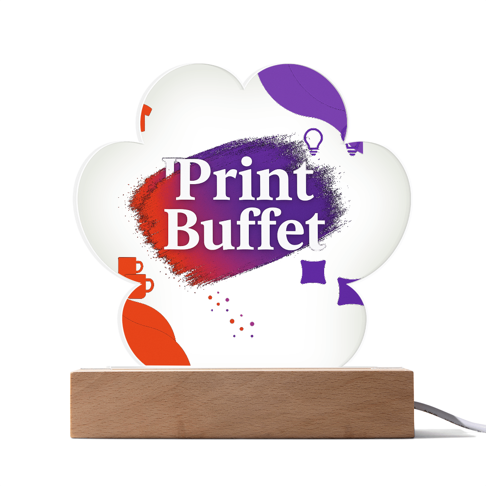 Printed Paw Acrylic Plaque with Led Light - PrintBuffet