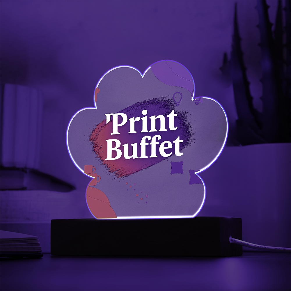 Printed Paw Acrylic Plaque with Led Light - PrintBuffet