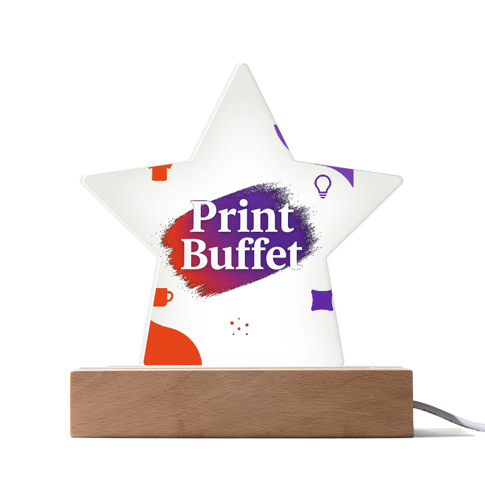 Printed Star Acrylic Plaque with Led Light - PrintBuffet