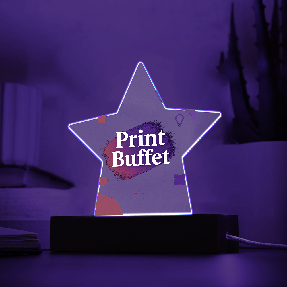 Printed Star Acrylic Plaque with Led Light - PrintBuffet