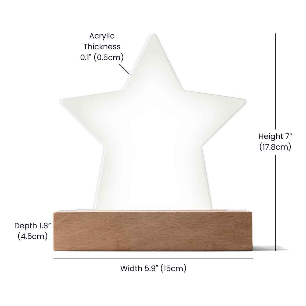 Printed Star Acrylic Plaque with Led Light - PrintBuffet