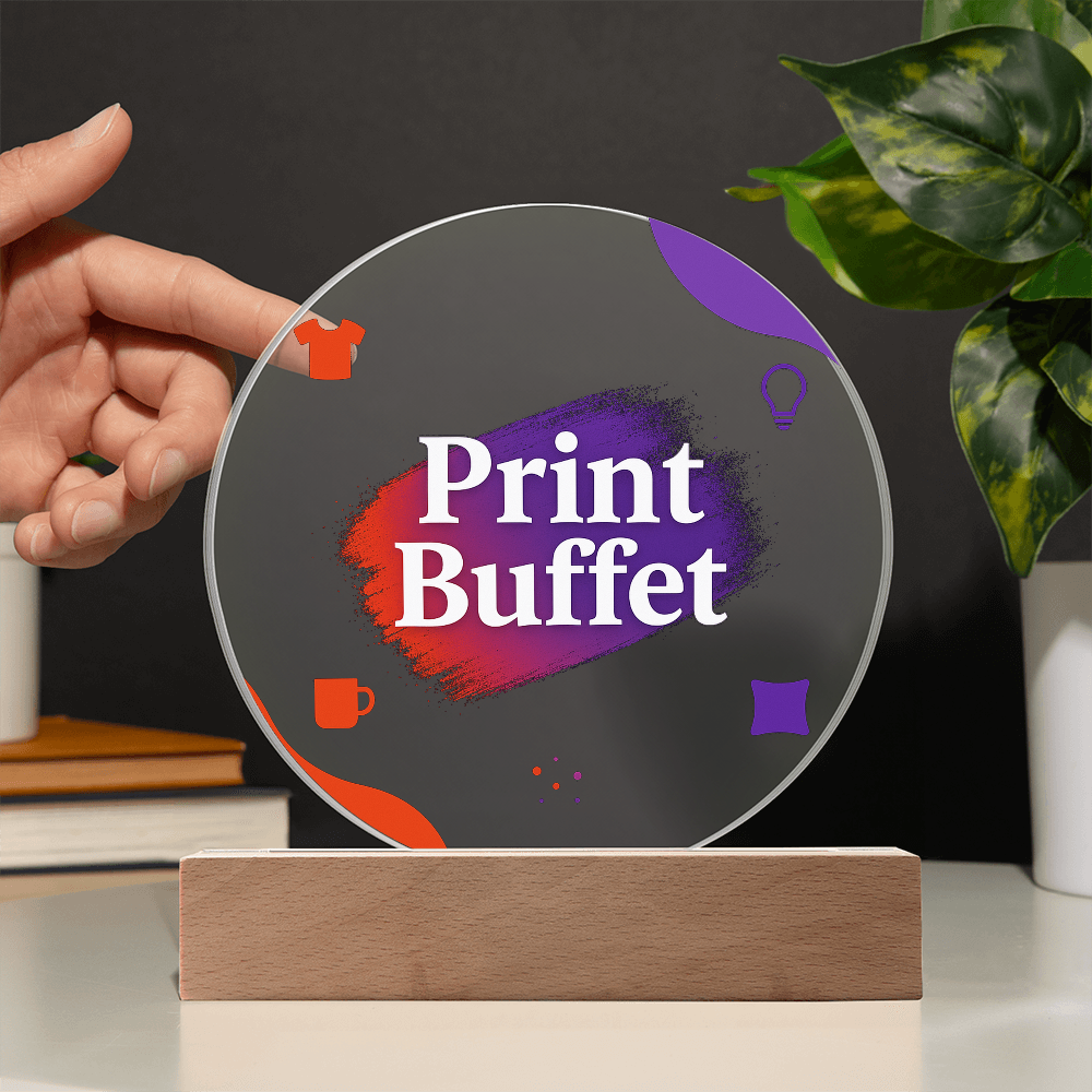 Printed Circle Acrylic Plaque with Led Light - PrintBuffet