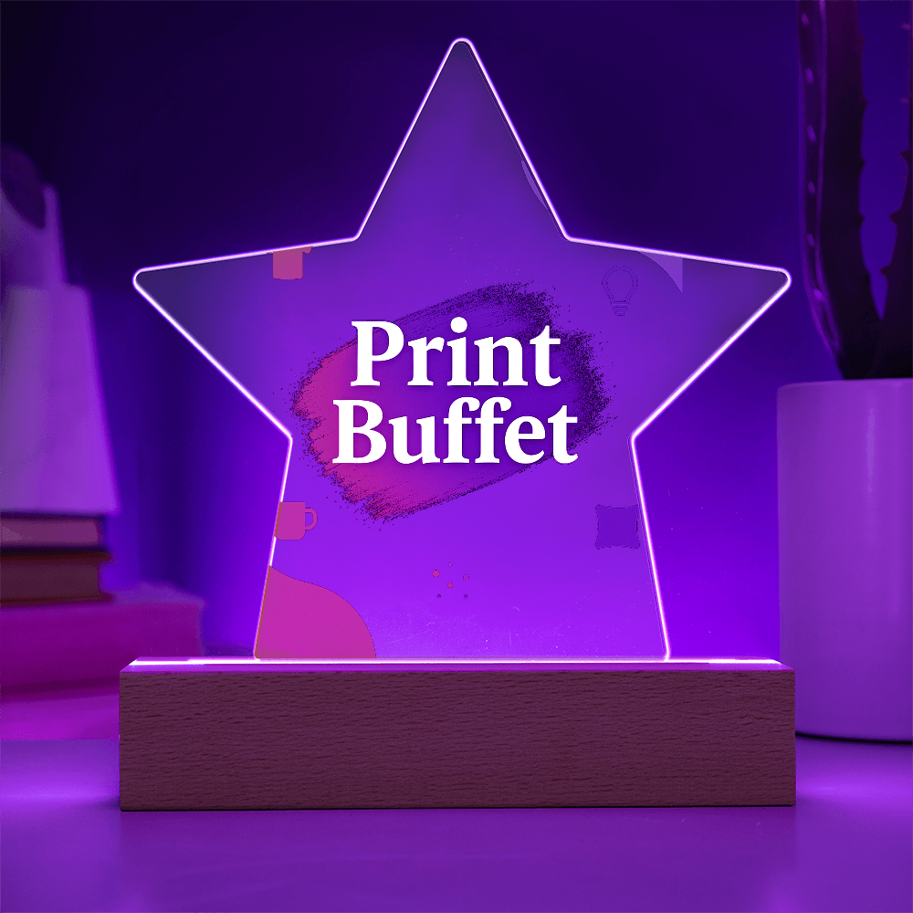 Printed Star Acrylic Plaque with Led Light - PrintBuffet
