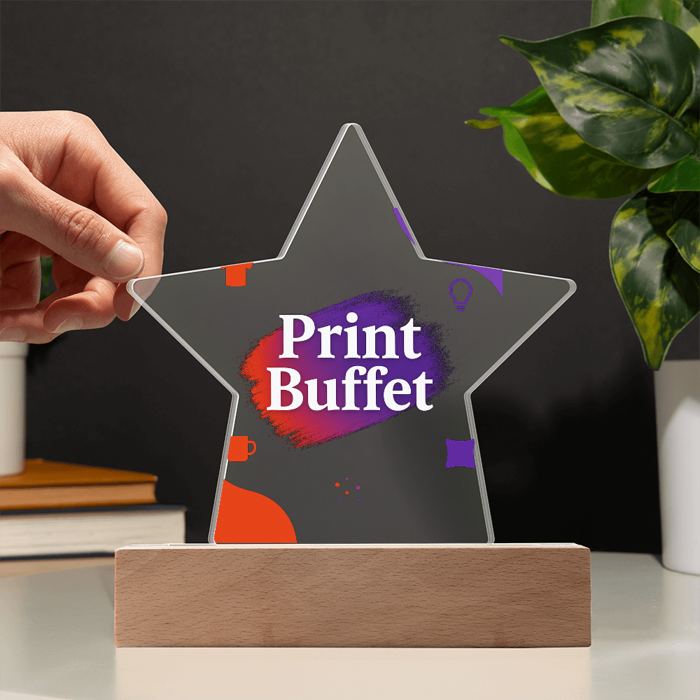 Printed Star Acrylic Plaque with Led Light - PrintBuffet