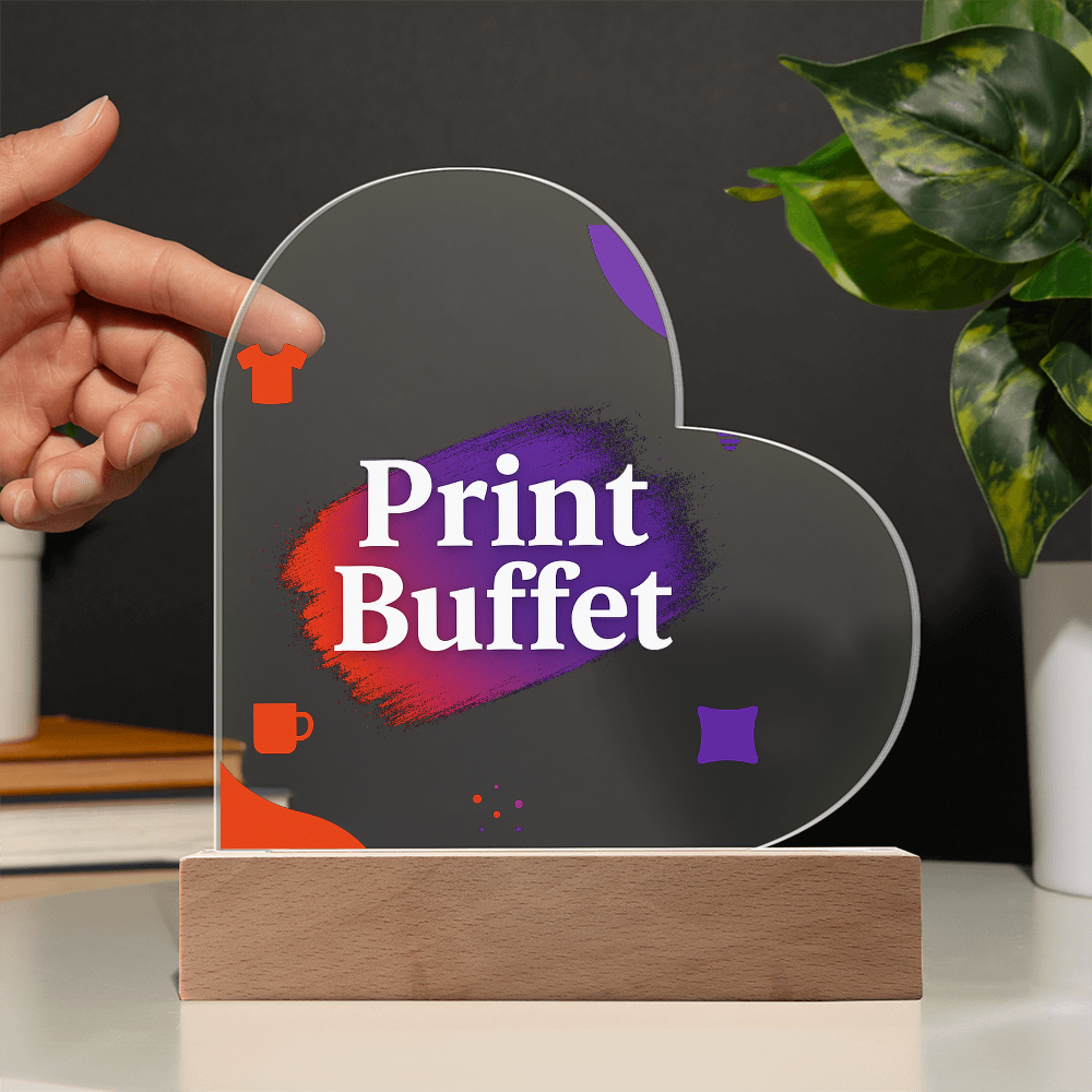 Printed Heart Acrylic Plaque with Led Light - PrintBuffet