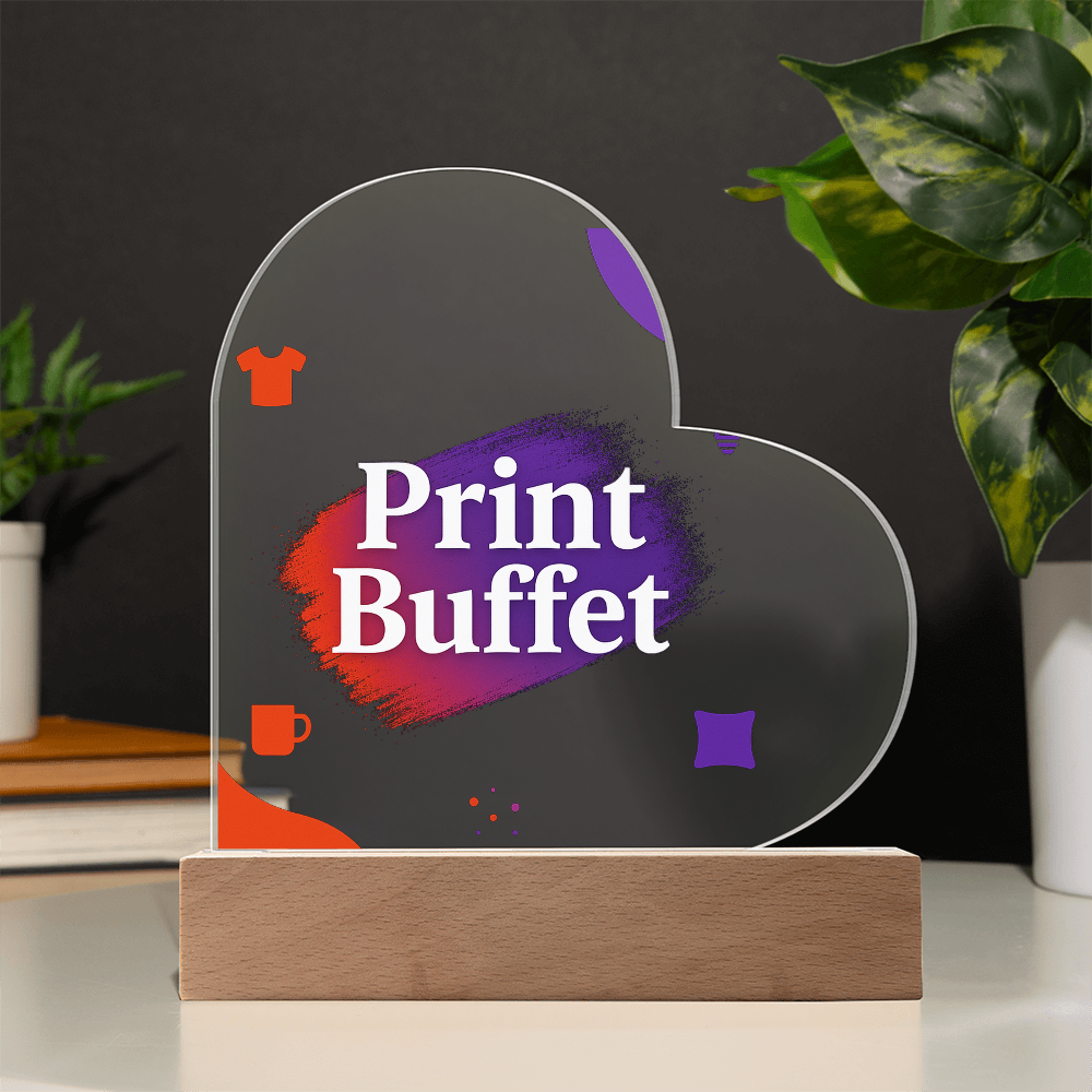 Printed Heart Acrylic Plaque with Led Light - PrintBuffet