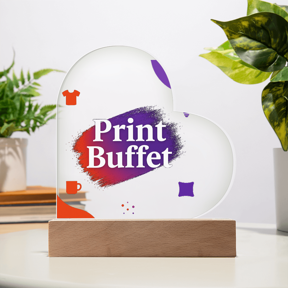 Printed Heart Acrylic Plaque with Led Light - PrintBuffet