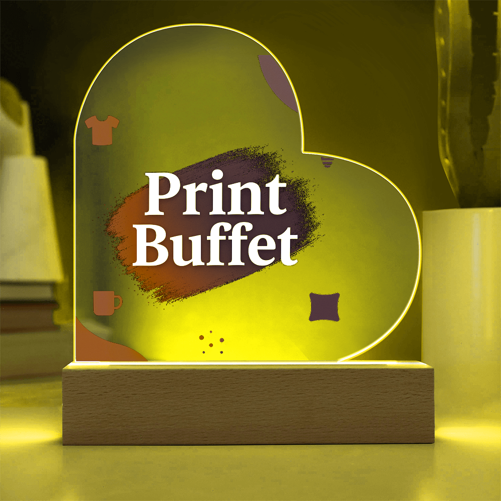 Printed Heart Acrylic Plaque with Led Light - PrintBuffet