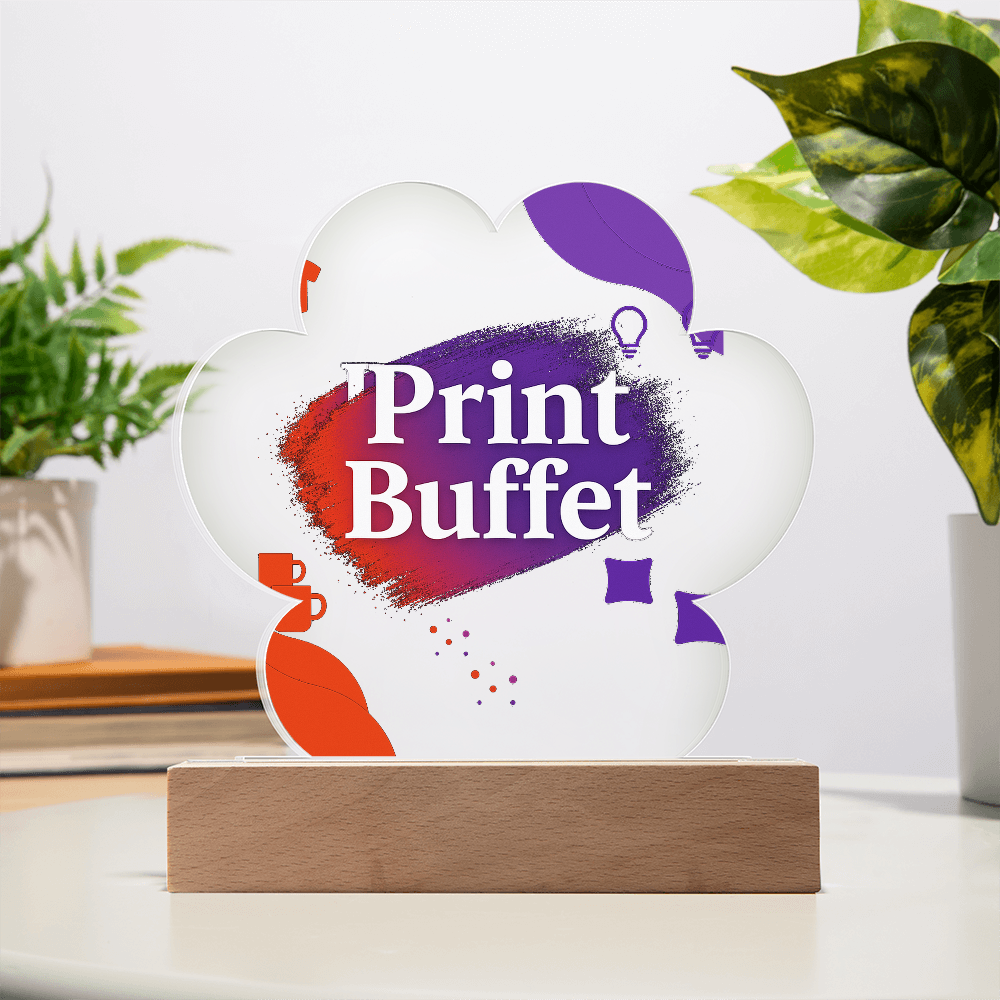 Printed Paw Acrylic Plaque with Led Light - PrintBuffet