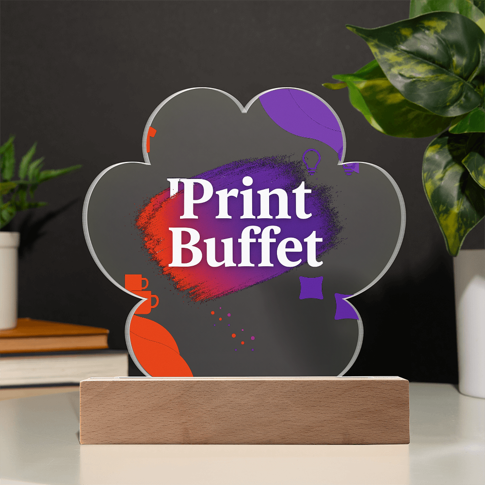Printed Paw Acrylic Plaque with Led Light - PrintBuffet