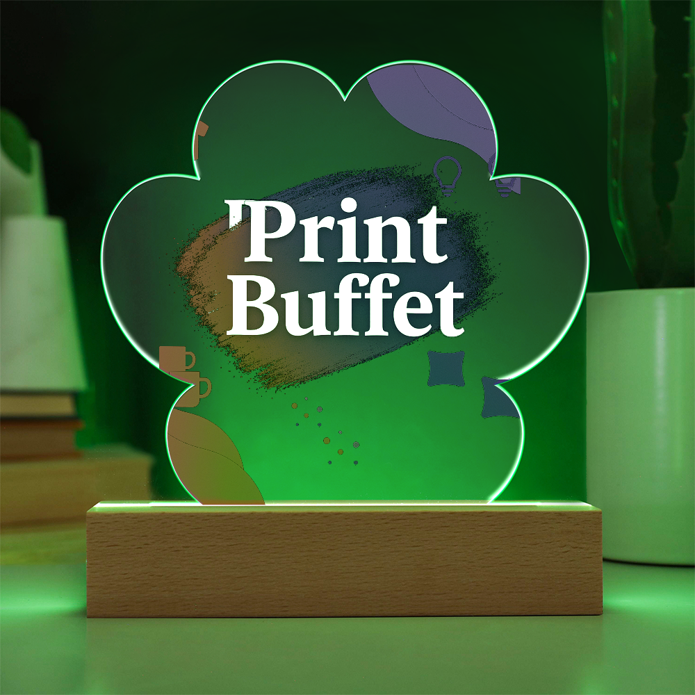 Printed Paw Acrylic Plaque with Led Light - PrintBuffet