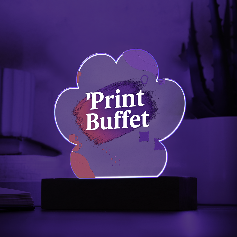 Printed Paw Acrylic Plaque with Led Light - PrintBuffet