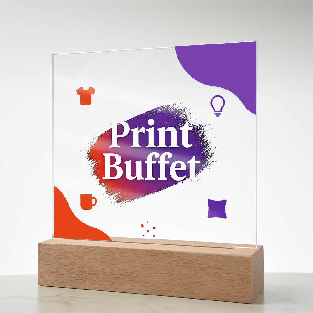 Custom Made Square Acrylic Plaque - Stunning Decoration with LED Light - PrintBuffet