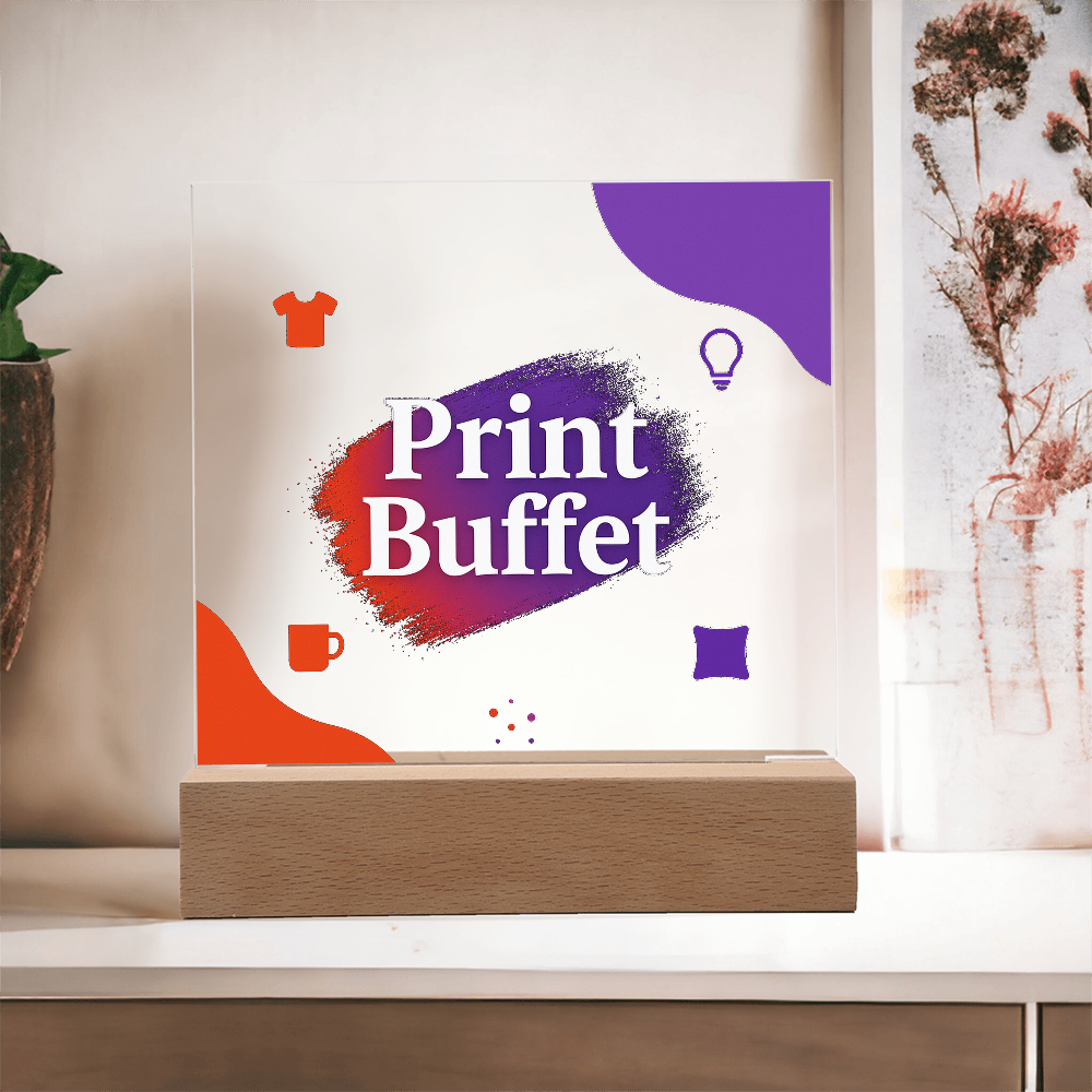 Custom Made Square Acrylic Plaque - Stunning Decoration with LED Light - PrintBuffet