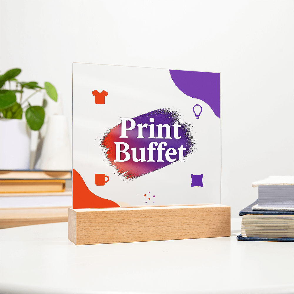 Custom Made Square Acrylic Plaque - Stunning Decoration with LED Light - PrintBuffet