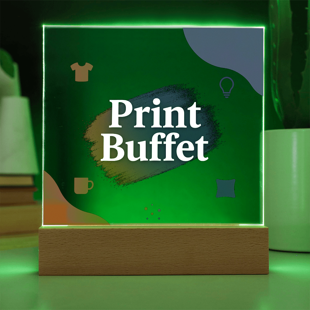 Custom Made Square Acrylic Plaque - Stunning Decoration with LED Light - PrintBuffet