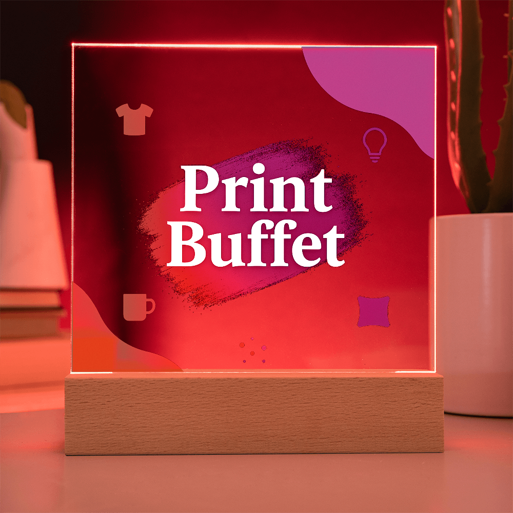 Custom Made Square Acrylic Plaque - Stunning Decoration with LED Light - PrintBuffet