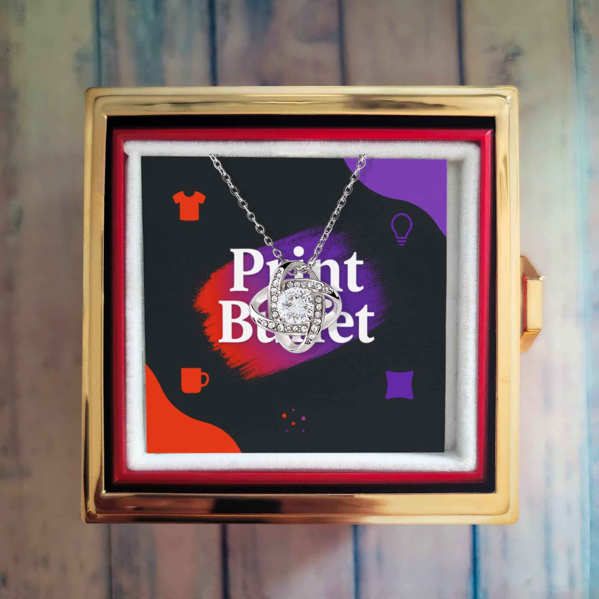 Love Knot Necklace in Rotating Rose Gift Box – Perfect for Special Occasions - PrintBuffet