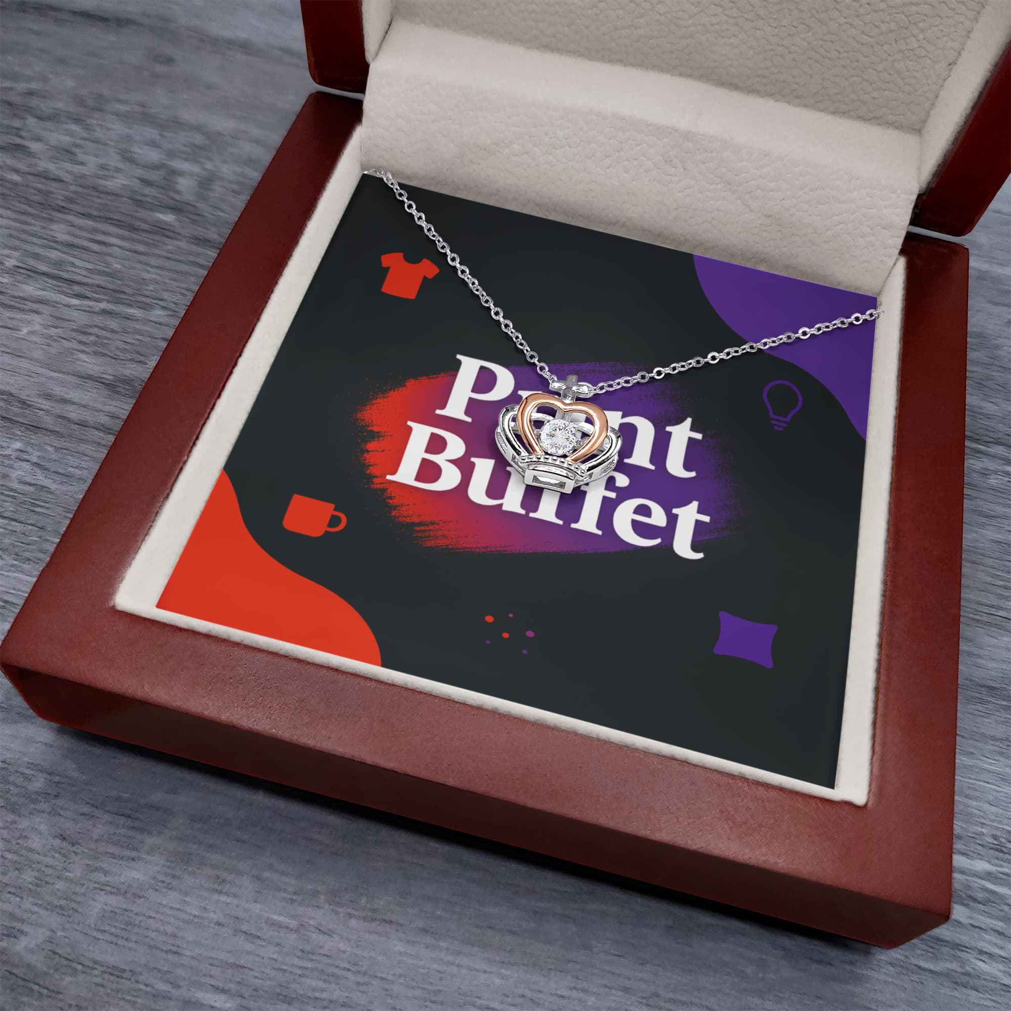 Crown Pendant Necklace - Elegant Royalty for Every Occasion - PrintBuffet