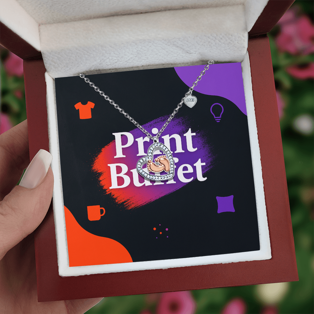 Baby Feet Heart Necklace - PrintBuffet