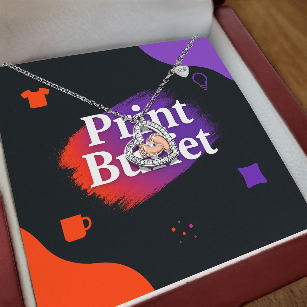 Baby Feet Heart Necklace